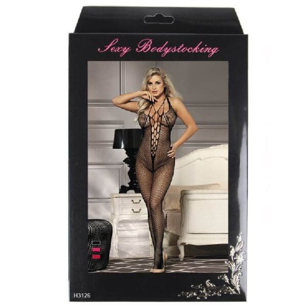 QUEEN LINGERIE - HALTER NECK AND OPEN BACK BODYSTOCKING S/L 8